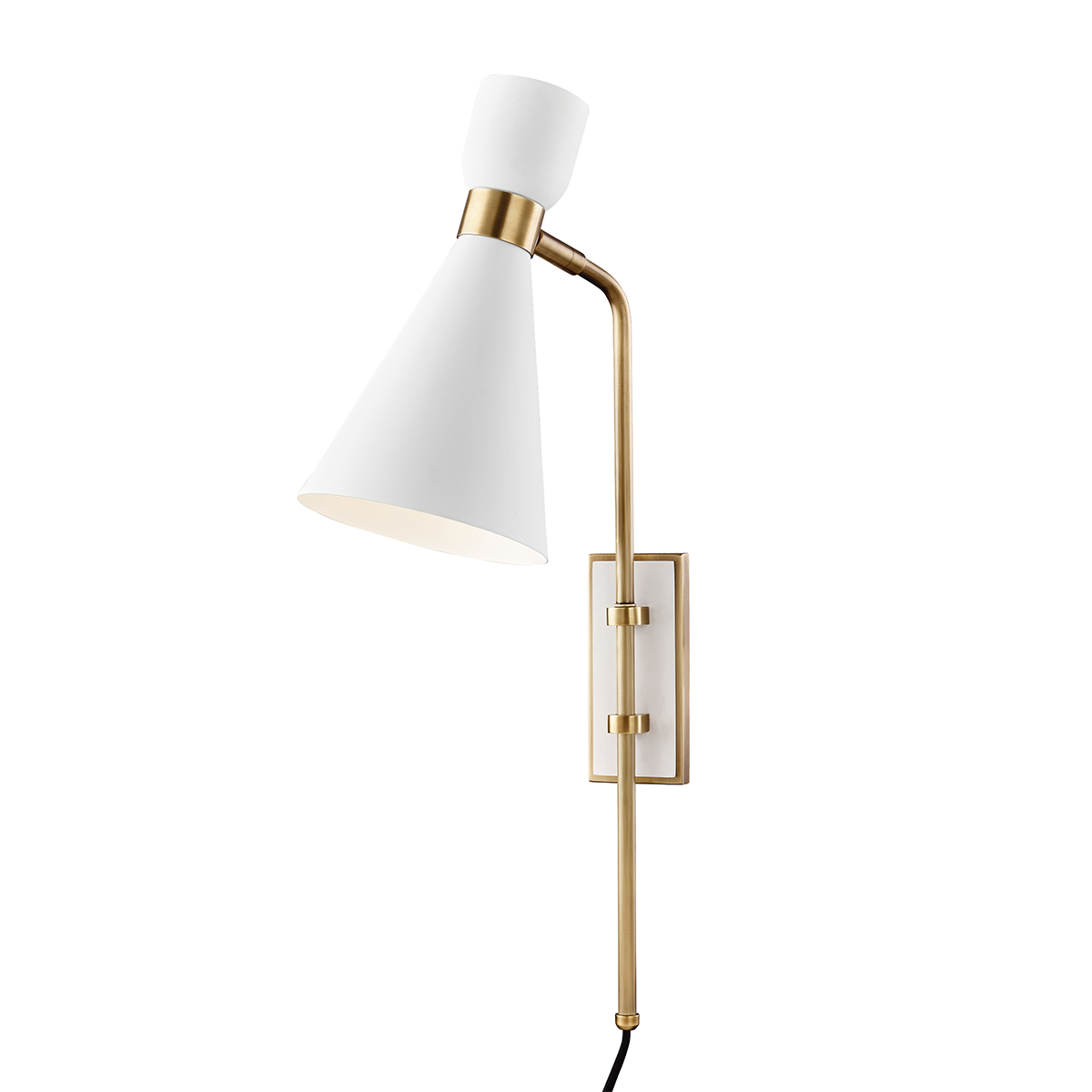 Mitzi 1 Light Plug-in Sconce in Aged Brass/Soft Off White HL295101-AGB/WH