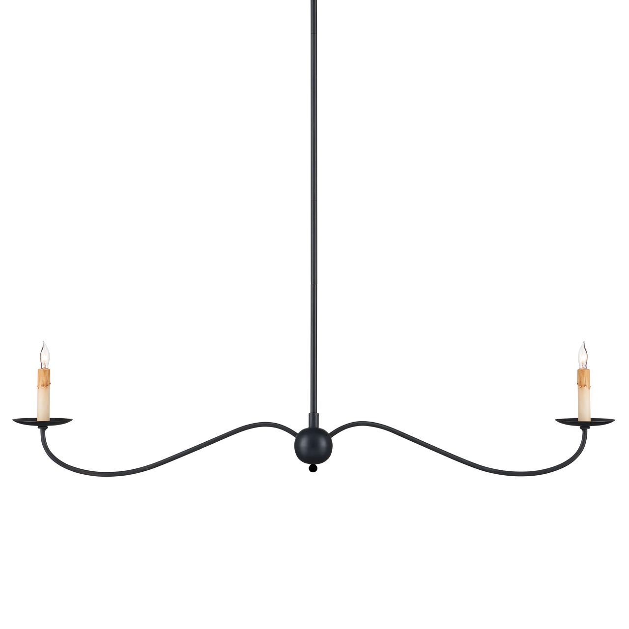 Currey & Co. Saxon 43.25" Black 2-Light Linear Chandelier 9000-1126