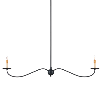 Currey & Co. Saxon 43.25" Black 2-Light Linear Chandelier 9000-1126