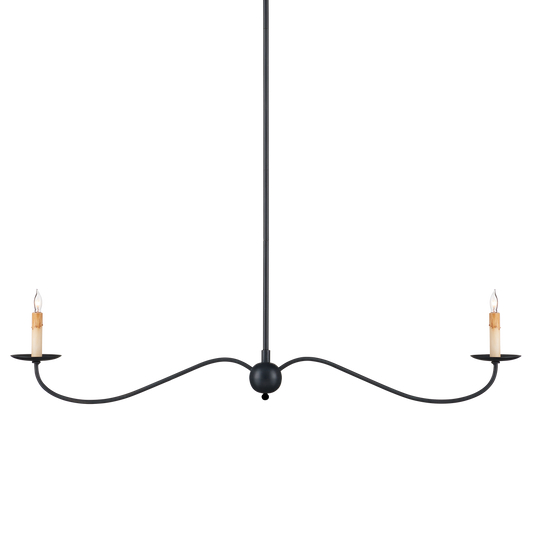 Currey & Co. Saxon 43.25" Black 2-Light Linear Chandelier 9000-1126