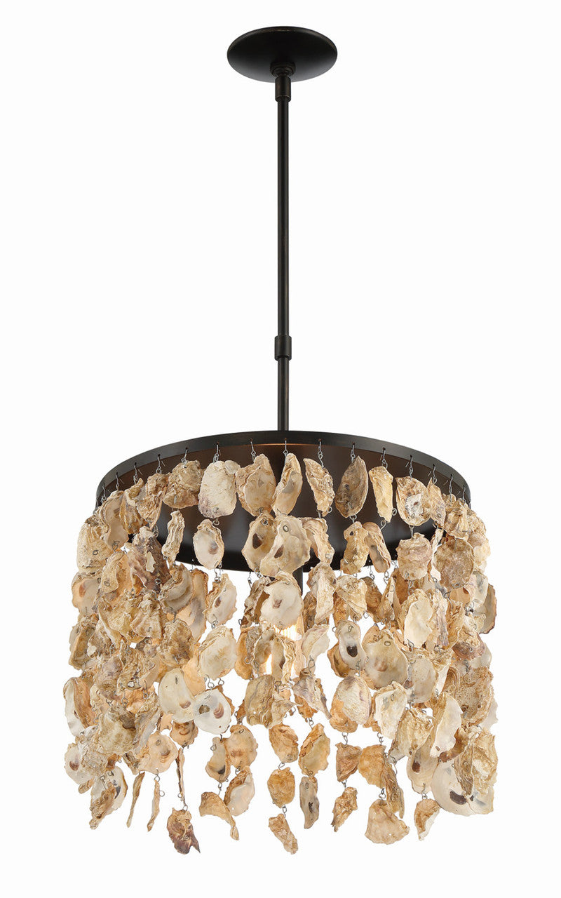 Lumanity Lighting Newport Natural Oyster Shell Pendant in Painted Oil Rubbed Bronze  L090-0032