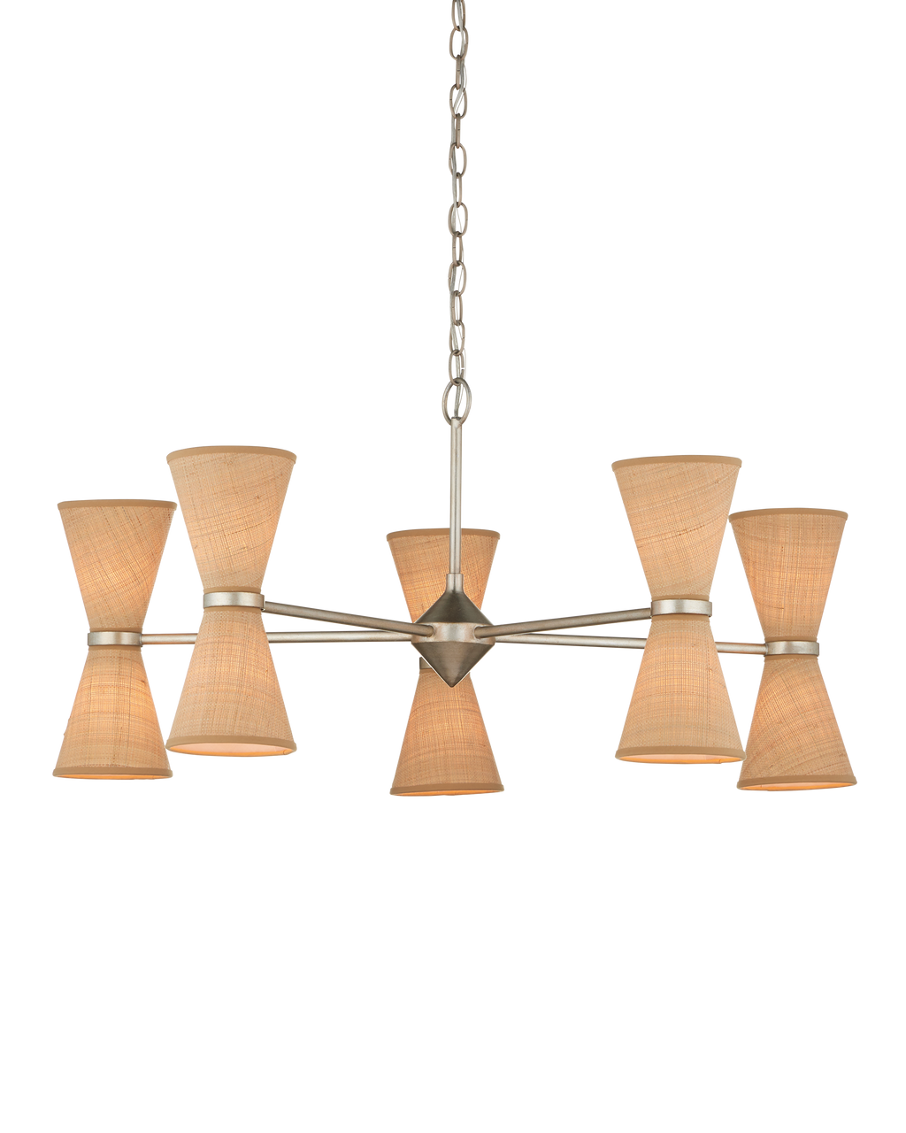 Currey & Co Pennyworth Chandelier in Contemporary Silver Leaf/Contemporary Silver/Natural 9000-1218