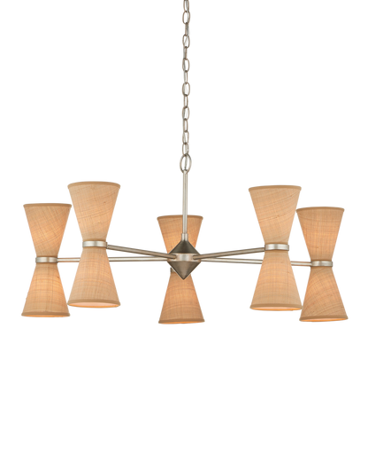 Currey & Co Pennyworth Chandelier in Contemporary Silver Leaf/Contemporary Silver/Natural 9000-1218