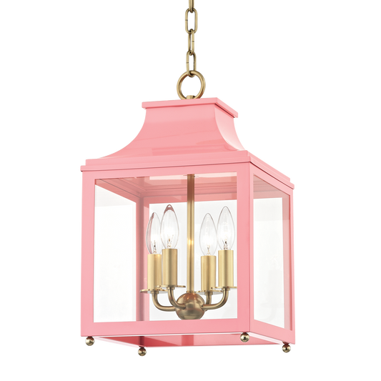 Mitzi 4 Light Lantern in Aged Brass/Pink H259704S-AGB/PK