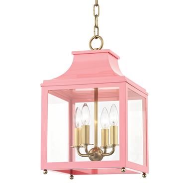 Mitzi 4 Light Lantern in Aged Brass/Pink H259704S-AGB/PK