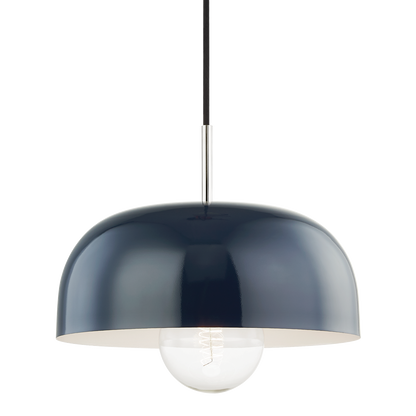 Mitzi 1 Light Pendant in Polished Nickel/Navy H199701L-PN/NVY