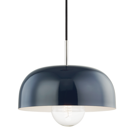 Mitzi 1 Light Pendant in Polished Nickel/Navy H199701L-PN/NVY