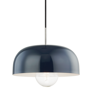 Mitzi 1 Light Pendant in Polished Nickel/Navy H199701L-PN/NVY