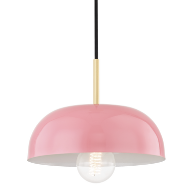 Mitzi 1 Light Pendant in Aged Brass/Pink H199701S-AGB/PK