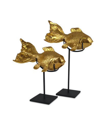 Currey & Co Goldfish Set of 2 in Gold/Black 1200-0902