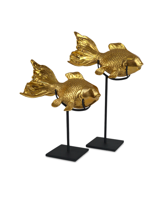 Currey & Co Goldfish Set of 2 in Gold/Black 1200-0902