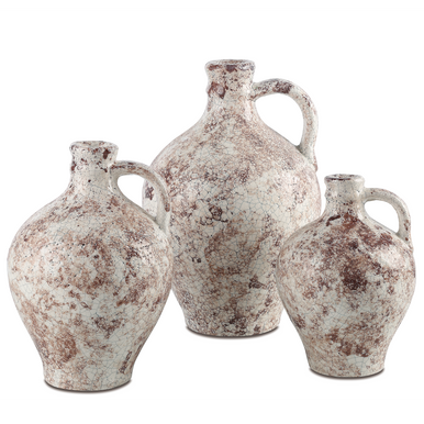 Currey & Co. Marne Brown & Off-White Demijohn Set of 3 1200-0716