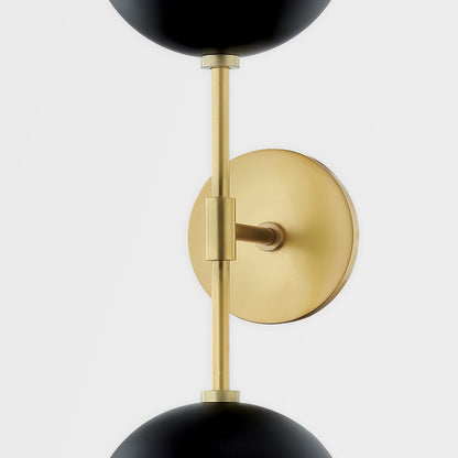 Mitzi 2 Light Wall Sconce in Aged Brass/Black H344102A-AGB/BK