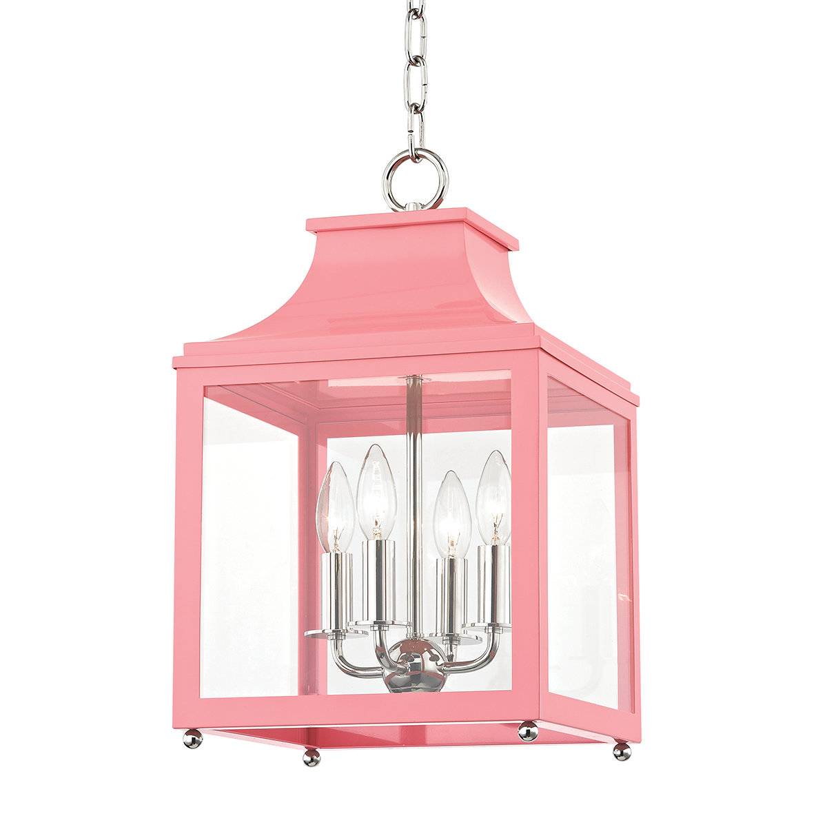 Mitzi 4 Light Lantern in Polished Nickel/Pink H259704S-PN/PK