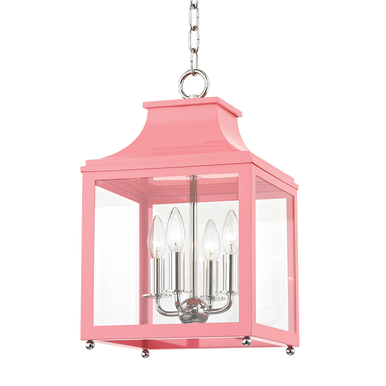 Mitzi 4 Light Lantern in Polished Nickel/Pink H259704S-PN/PK