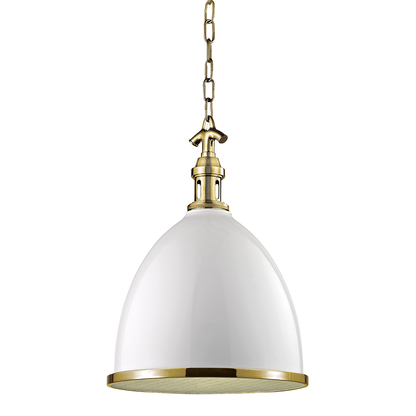 Hudson Valley Lighting Viceroy Pendant in White/aged Brass 7714-WAGB