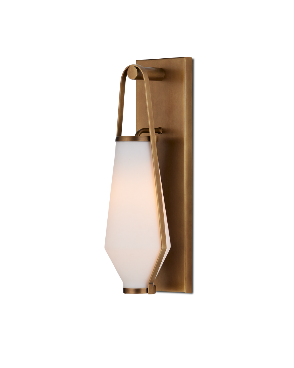 Currey & Co Brompton Brass Bath Wall Sconce in Antique Brass/Opaque 5800-0050