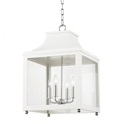 Mitzi 4 Light Lantern in Polished Nickel/White H259704L-PN/WH