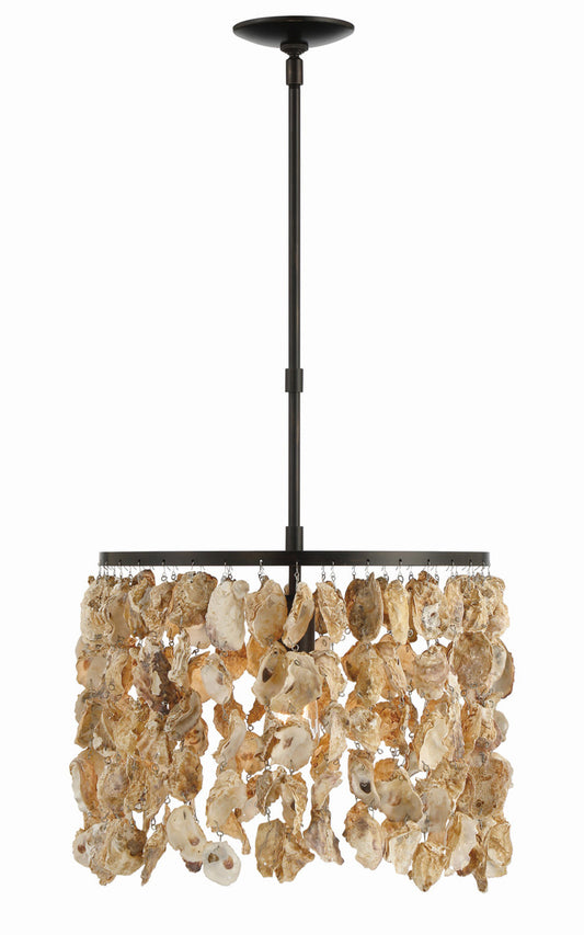 Lumanity Lighting Newport Natural Oyster Shell Pendant in Painted Oil Rubbed Bronze  L090-0032