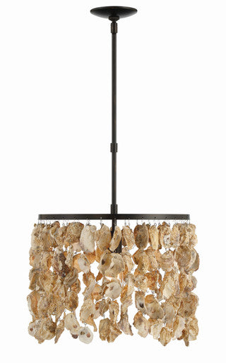 Lumanity Lighting Newport Natural Oyster Shell Pendant in Painted Oil Rubbed Bronze  L090-0032