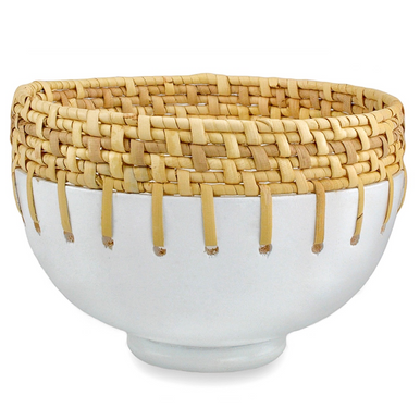 Currey & Co. Kyoto Rattan & White Bowl 1200-0729