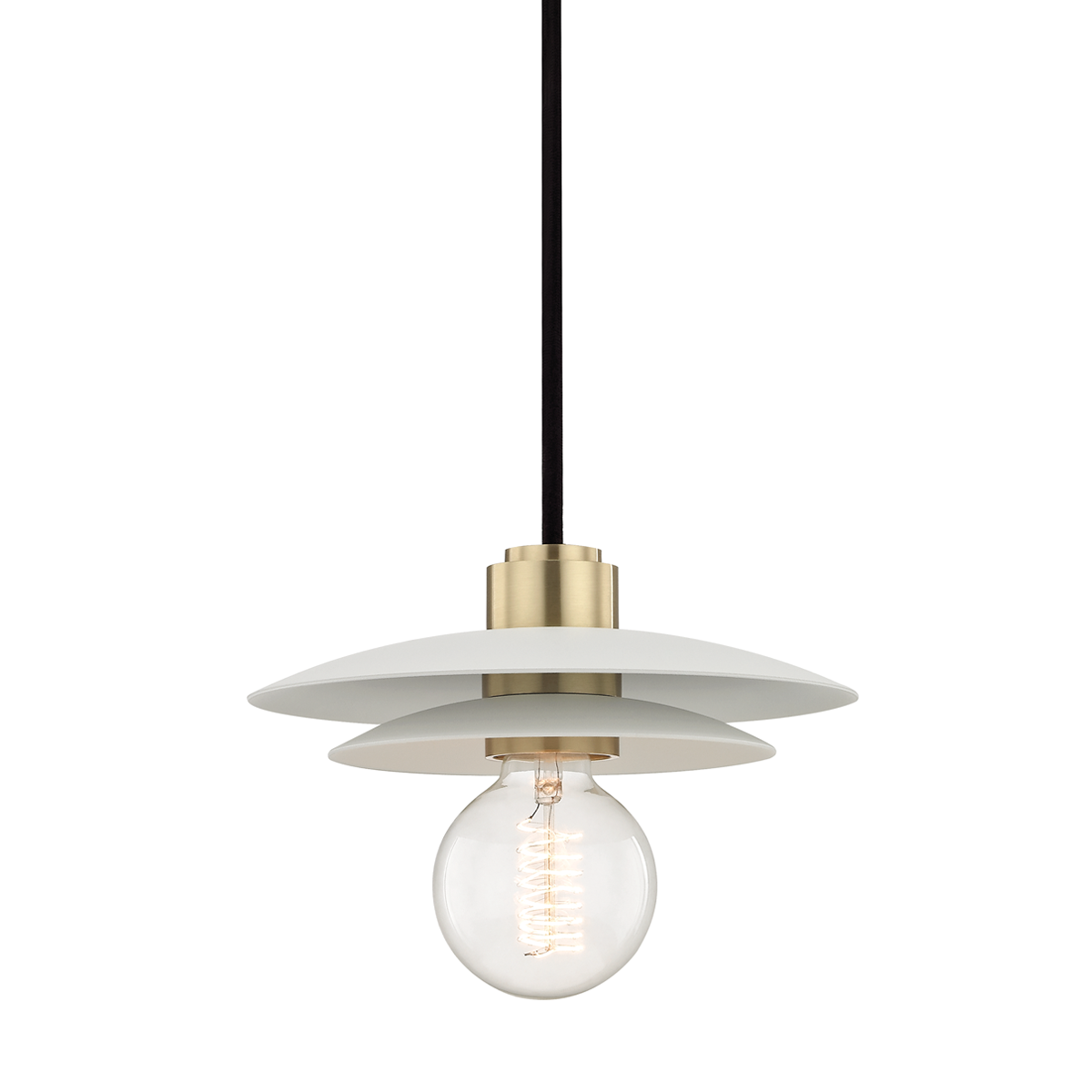 Mitzi 1 Light Pendant in Aged Brass/Soft Off White H175701S-AGB/WH