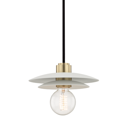 Mitzi 1 Light Pendant in Aged Brass/Soft Off White H175701S-AGB/WH