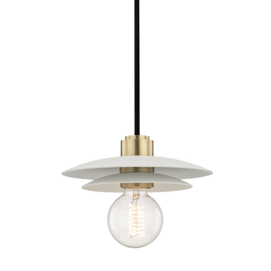 Mitzi 1 Light Pendant in Aged Brass/Soft Off White H175701S-AGB/WH