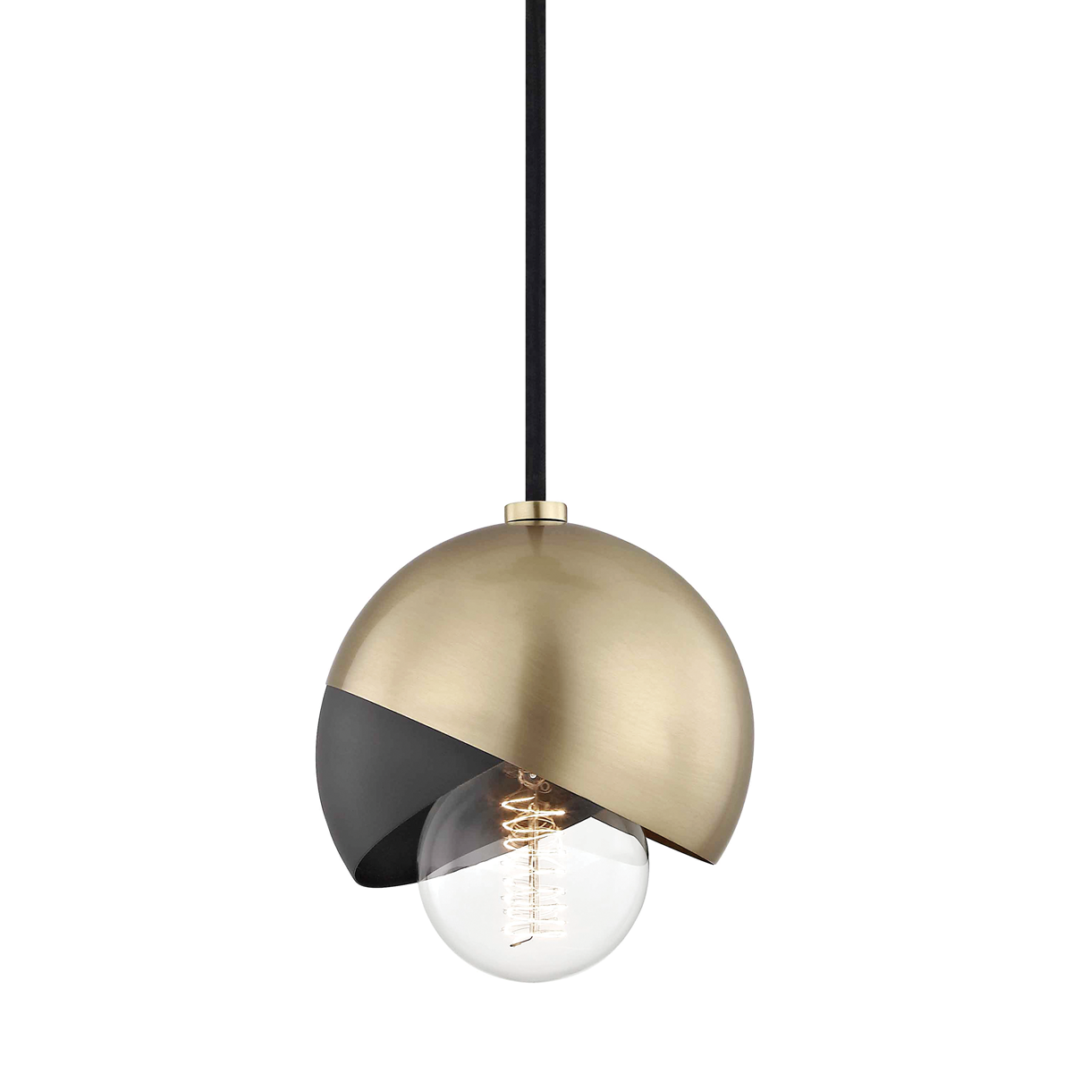 Mitzi 1 Light Pendant in Aged Brass/Black H168701-AGB/BK