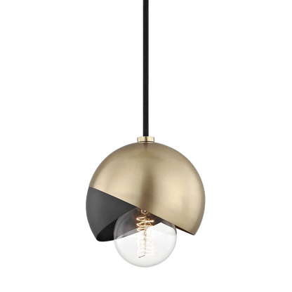 Mitzi 1 Light Pendant in Aged Brass/Black H168701-AGB/BK