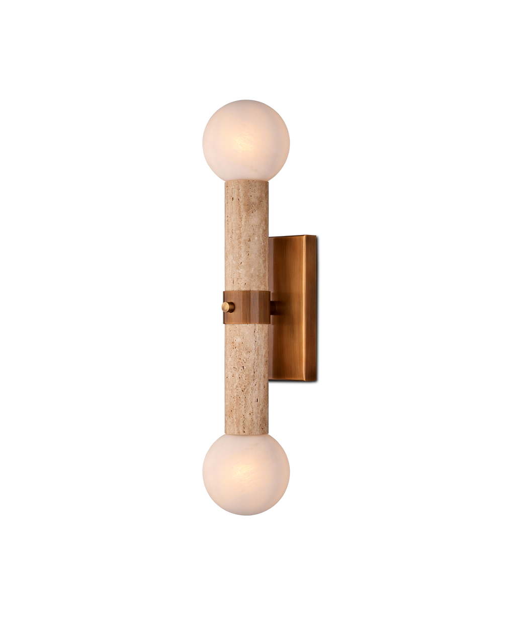 Currey & Co Beatrix Beige Bath Wall Sconce in Beige/Antique Brass/White 5800-0047