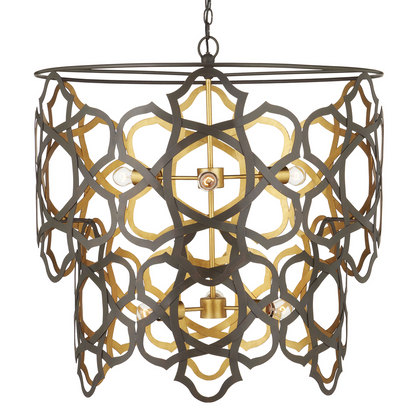 Currey & Co. Mauresque 32" Medium Bronze & Gold 6-Light Chandelier 9000-1106