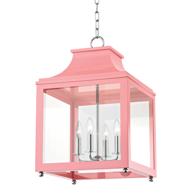 Mitzi 4 Light Lantern in Polished Nickel/Pink H259704L-PN/PK