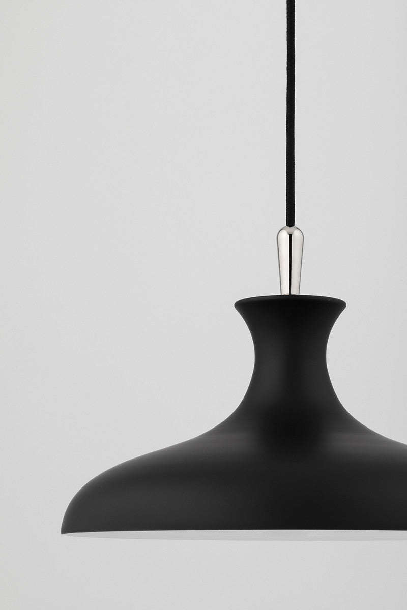 Mitzi 1 Light Pendant in Polished Nickel/Black H421701L-PN/BK