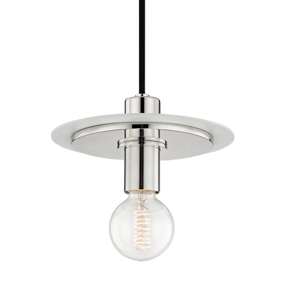 Mitzi 1 Light Pendant in Polished Nickel/White H137701S-PN/WH