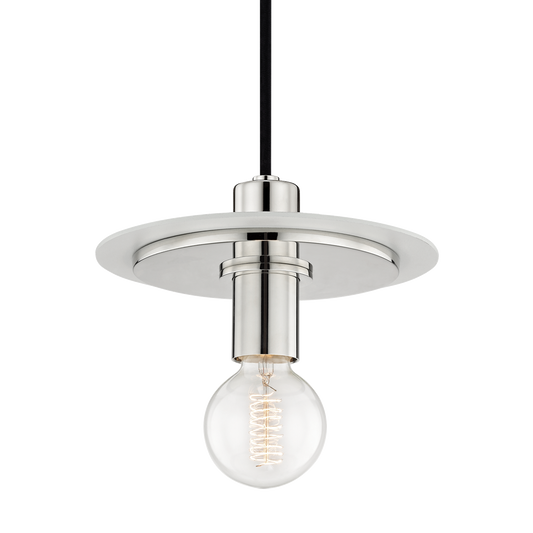 Mitzi 1 Light Pendant in Polished Nickel/White H137701S-PN/WH