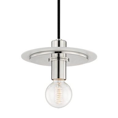 Mitzi 1 Light Pendant in Polished Nickel/White H137701S-PN/WH