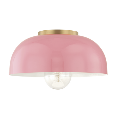 Mitzi 1 Light Flush Mount in Aged Brass/Pink H199501L-AGB/PK