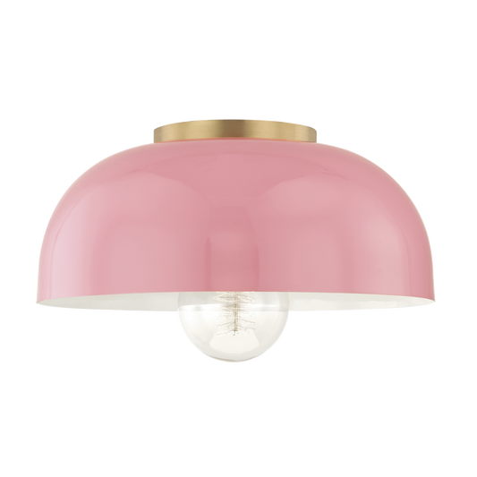 Mitzi 1 Light Flush Mount in Aged Brass/Pink H199501L-AGB/PK