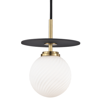 Mitzi 1 Light Pendant in Aged Brass/Black H200701S-AGB/BK