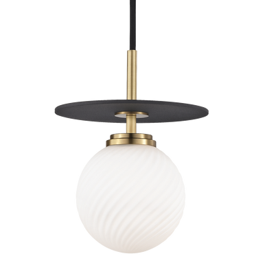 Mitzi 1 Light Pendant in Aged Brass/Black H200701S-AGB/BK