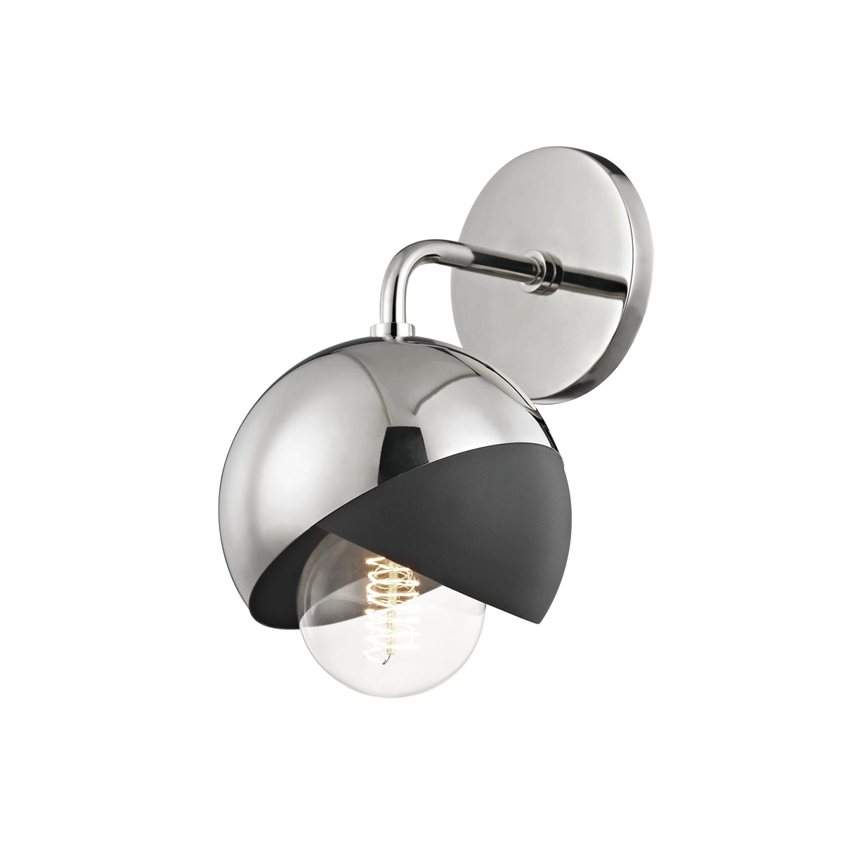 Mitzi 1 Light Wall Sconce in Polished Nickel/Black H168101-PN/BK