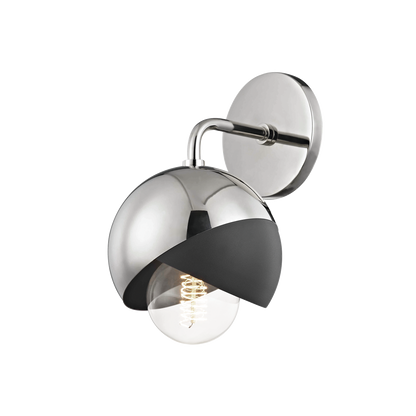 Mitzi 1 Light Wall Sconce in Polished Nickel/Black H168101-PN/BK