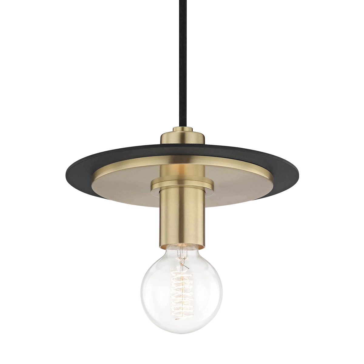 Mitzi 1 Light Pendant in Aged Brass/Black H137701S-AGB/BK