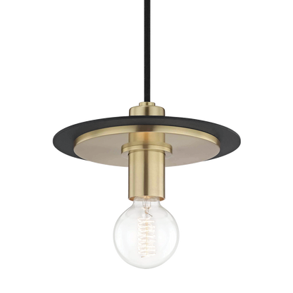 Mitzi 1 Light Pendant in Aged Brass/Black H137701S-AGB/BK