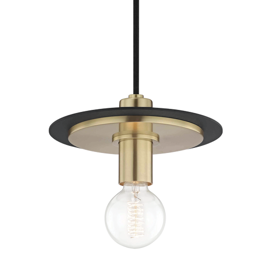 Mitzi 1 Light Pendant in Aged Brass/Black H137701S-AGB/BK