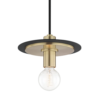 Mitzi 1 Light Pendant in Aged Brass/Black H137701S-AGB/BK