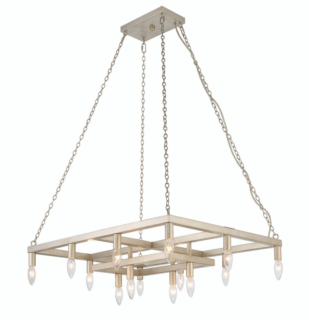 Lumanity Lighting Cora 14-Light Modern Linear Chandelier in Antique Silver Leaf  L090-0025