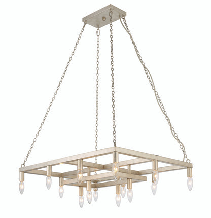 Lumanity Lighting Cora 14-Light Modern Linear Chandelier in Antique Silver Leaf  L090-0025