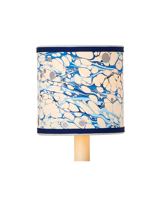 Currey & Co Marble Blue Lace Paper Drum Chandelier Shade in Blue 0900-0032